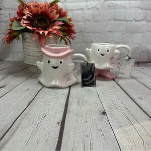 coffee mug ghosts wearing pink cowgirl hat or boots western boho preppy